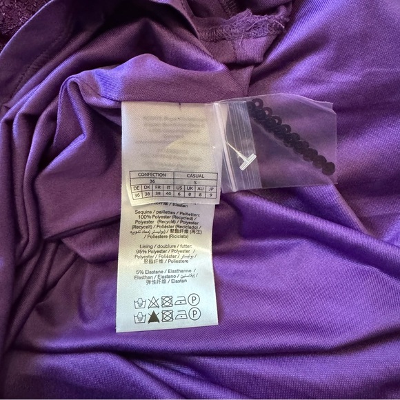 NWT Rotate Purple Magic Sequins Puff Sleeve Dress - Size 6 - Picture 10 of 10